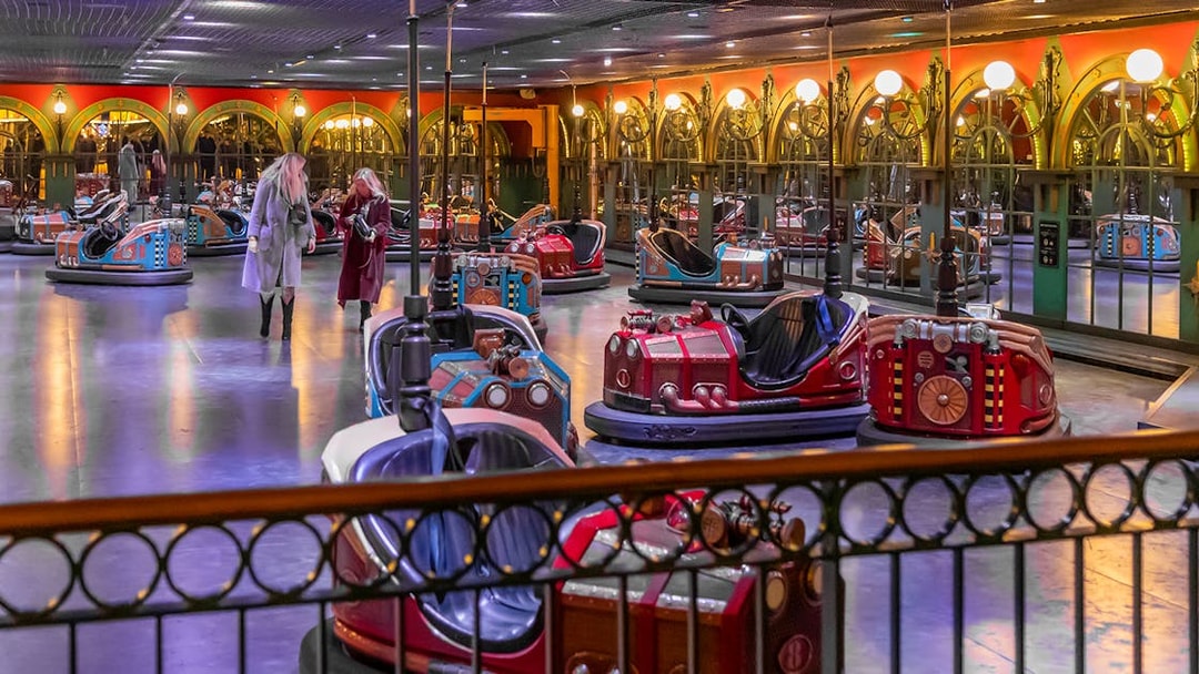 Bumper cars at Tivoli Gardens amusement park in Copenhagen.