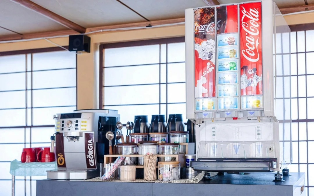 Soft drink and coffee station on Tokyo Day Tour: Sakura Cruise.