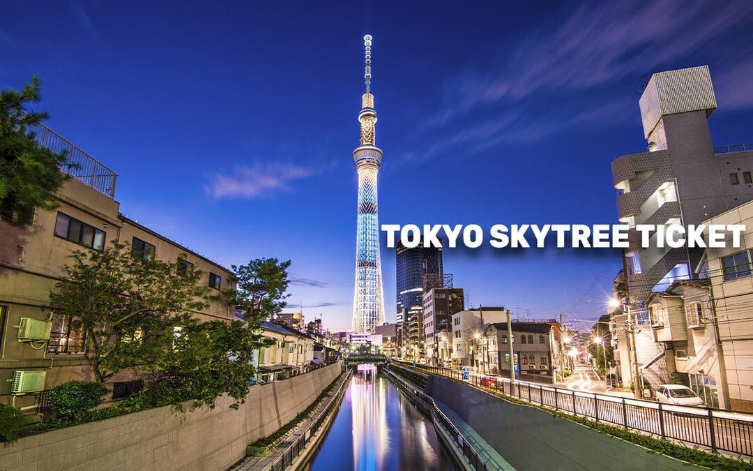 Tokyo Skytree illuminated at night with cityscape view, Tokyo MegaPass.