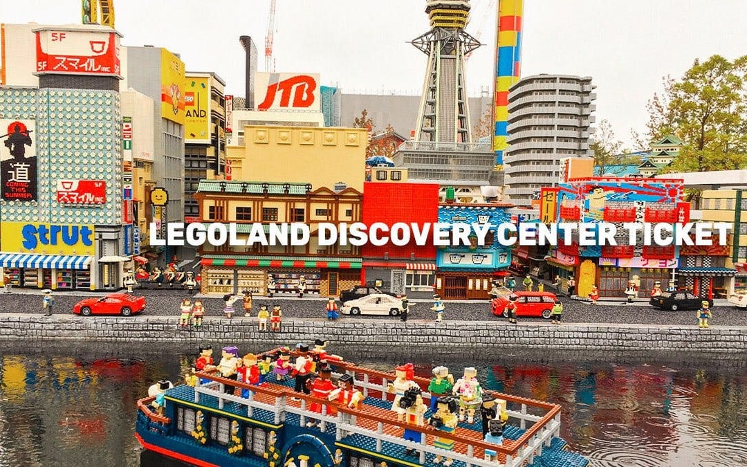 Lego cityscape with boat at Legoland Discovery Center Tokyo.