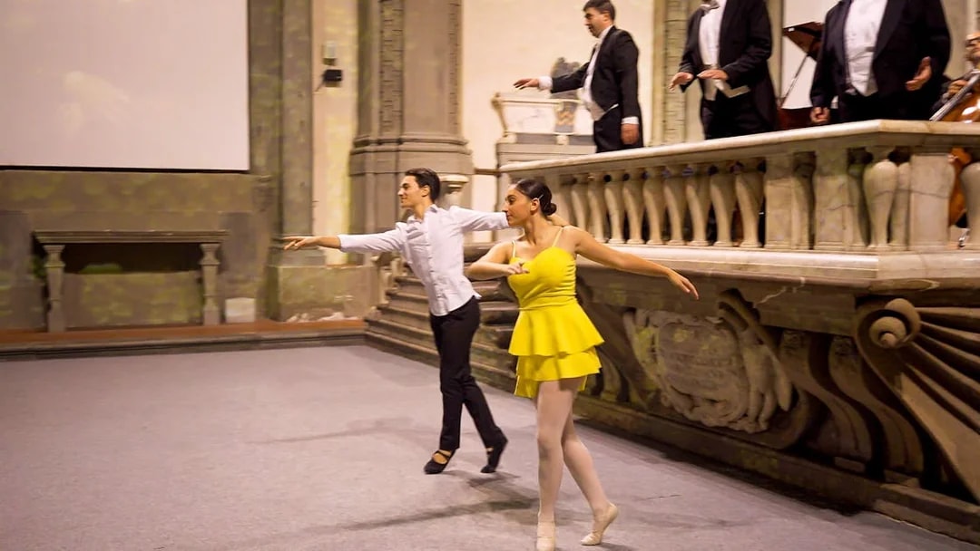 Ballet dancers performing at a Tuscan dinner and Three Tenors concert in Florence.