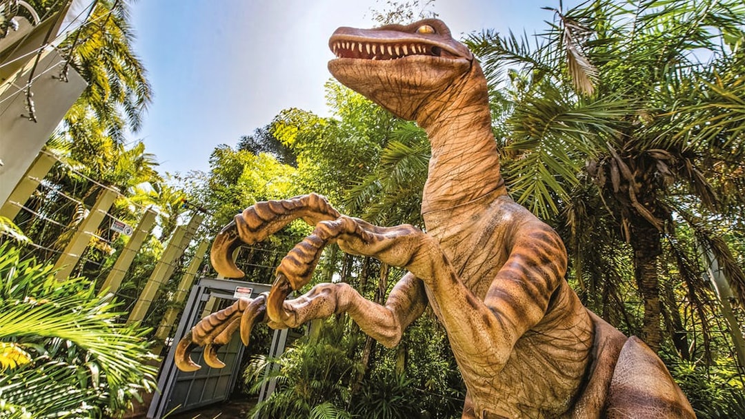 Dinosaur figure at Jurassic Park attraction, Universal Studios Orlando.