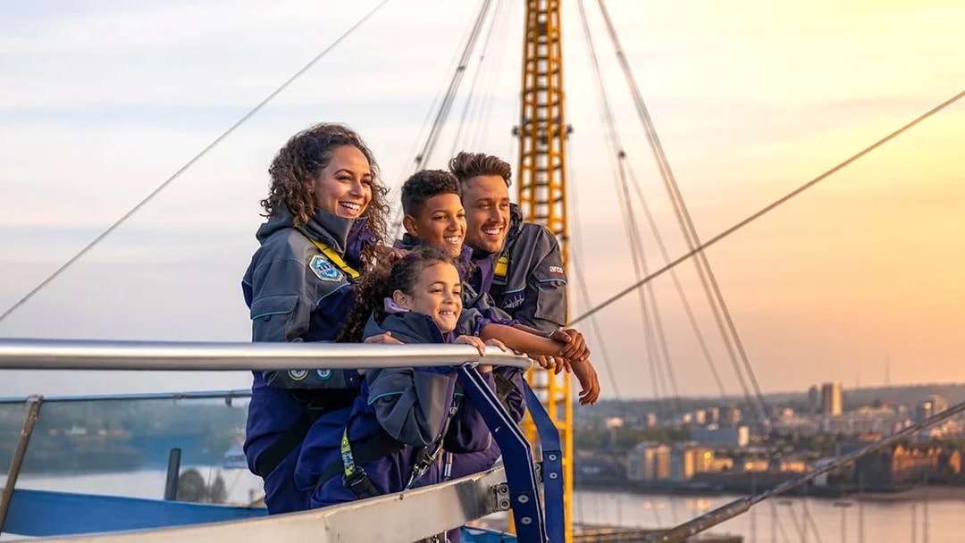 Guests enjoying the view from the O2 at sunset in London.