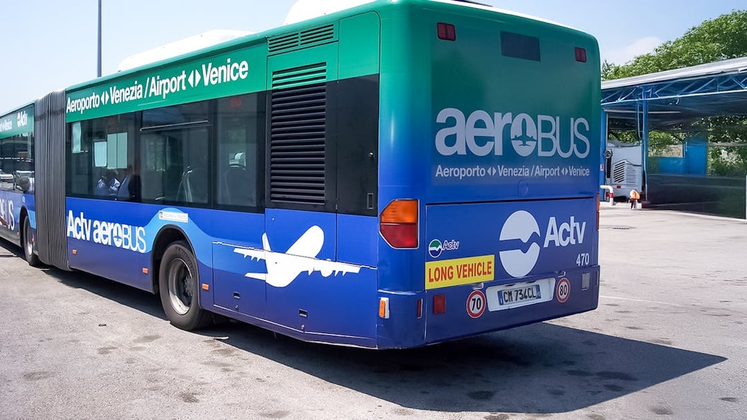 Venice Marco Polo Airport transfer bus parked at terminal.