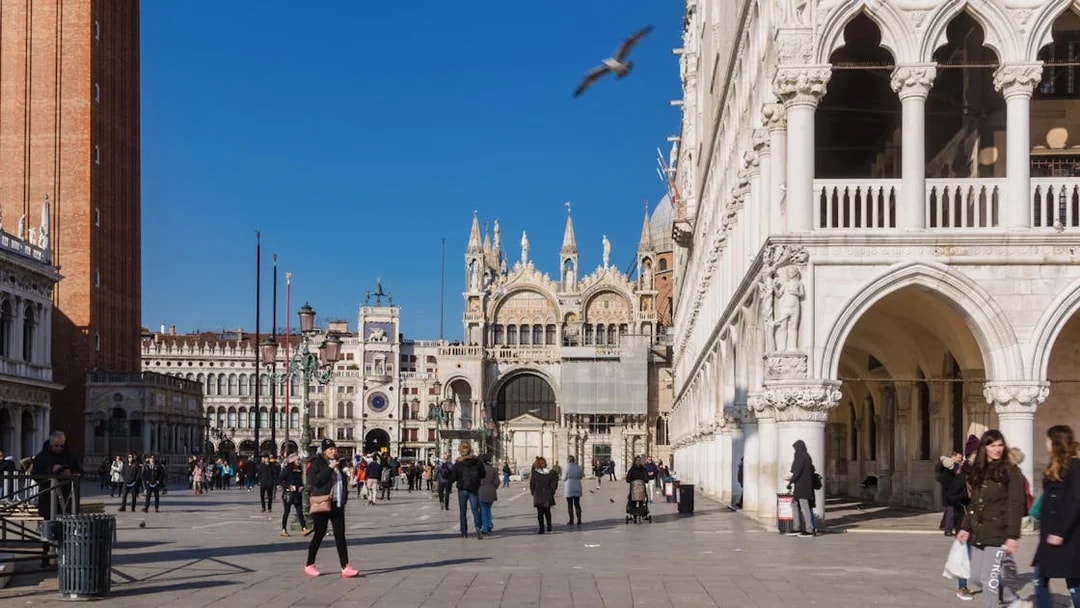 Piazza San Marco with St. Mark's Basilica and Doge's Palace in Venice.
