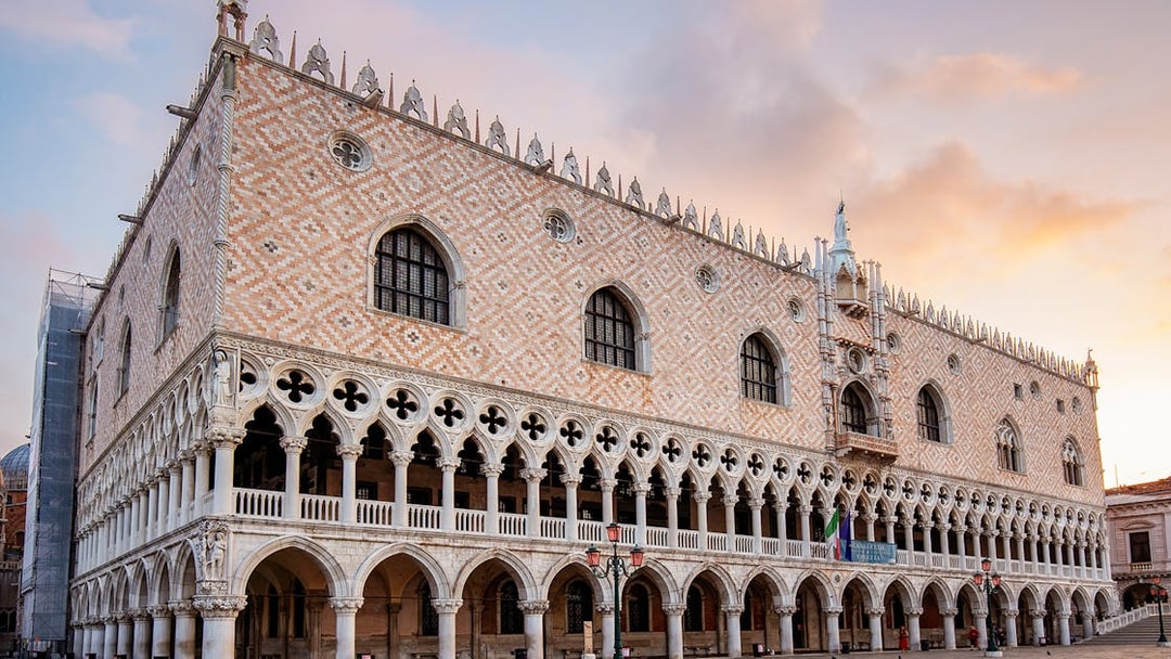 Doge's Palace in Venice at sunrise, part of the Venice Museums Pass.