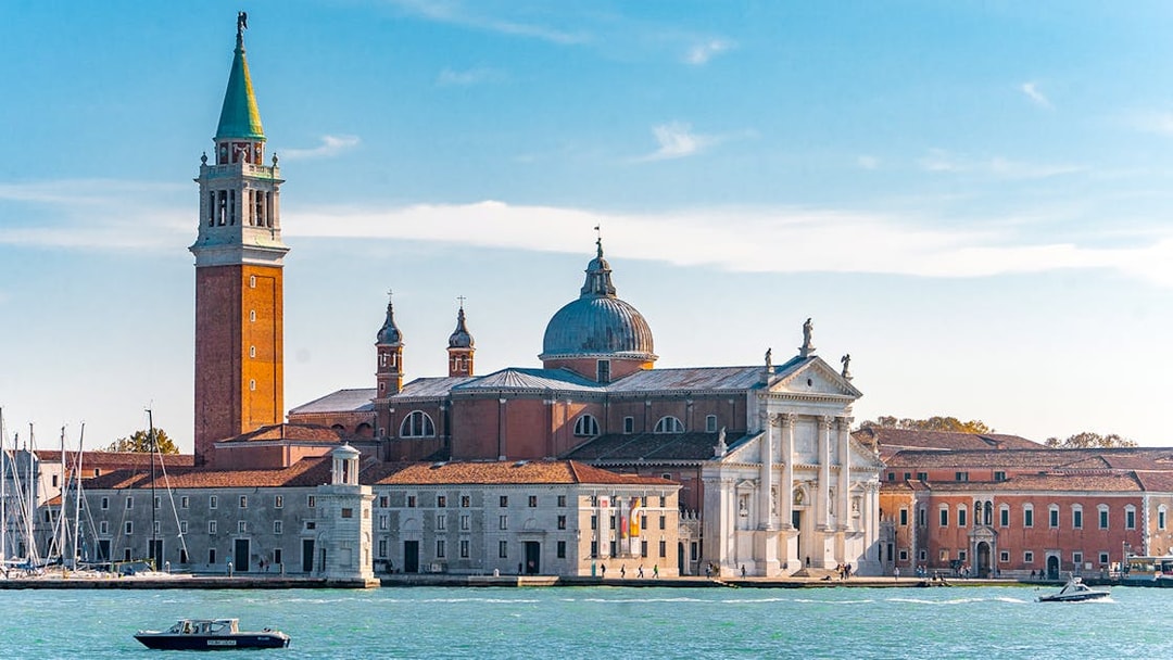 San Giorgio Maggiore island view from Grand Canal, Venice walking tour.