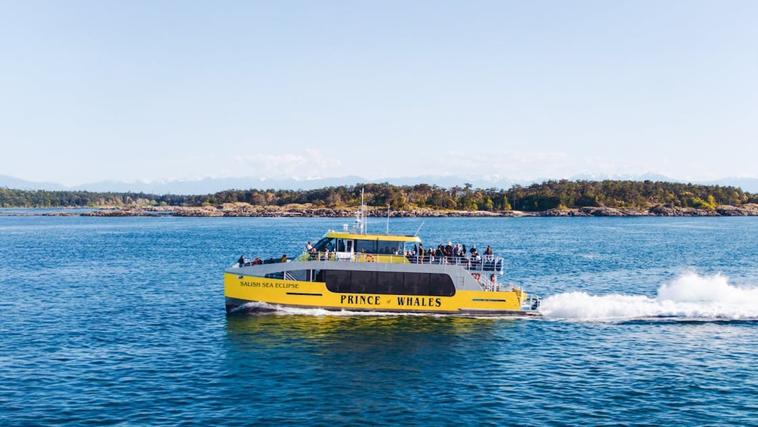 Highspeed catamaran Salish Sea Eclipse on the water, operated by Prince of Whales Whale.