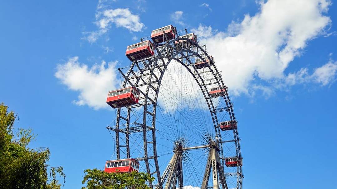 Vienna Giant Ferris Wheel against blue sky, part of Combo BBT tour.