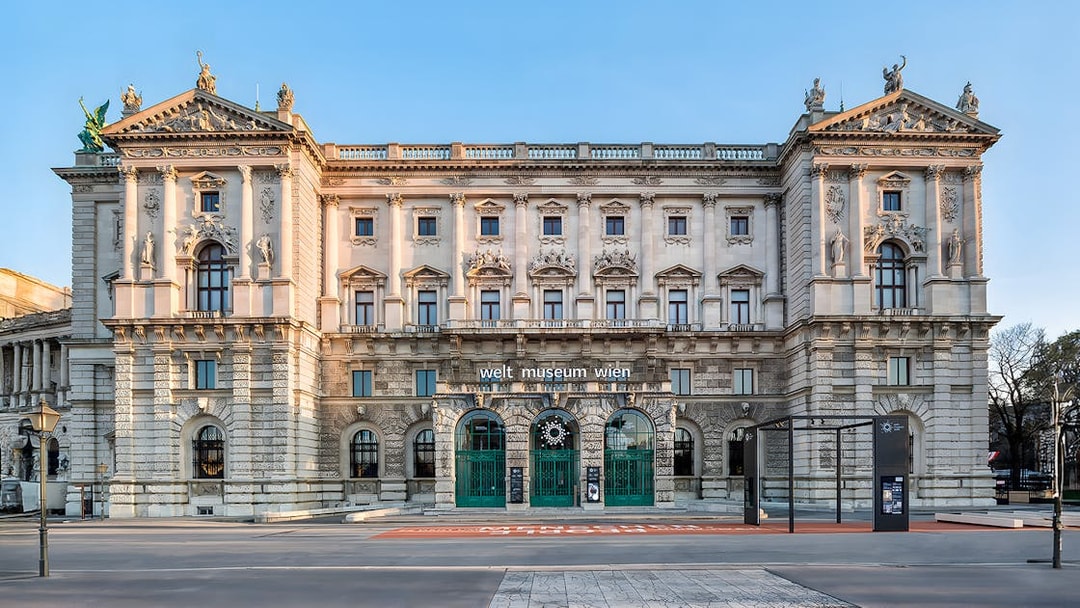 Weltmuseum Wien entrance facade in Vienna, Austria.