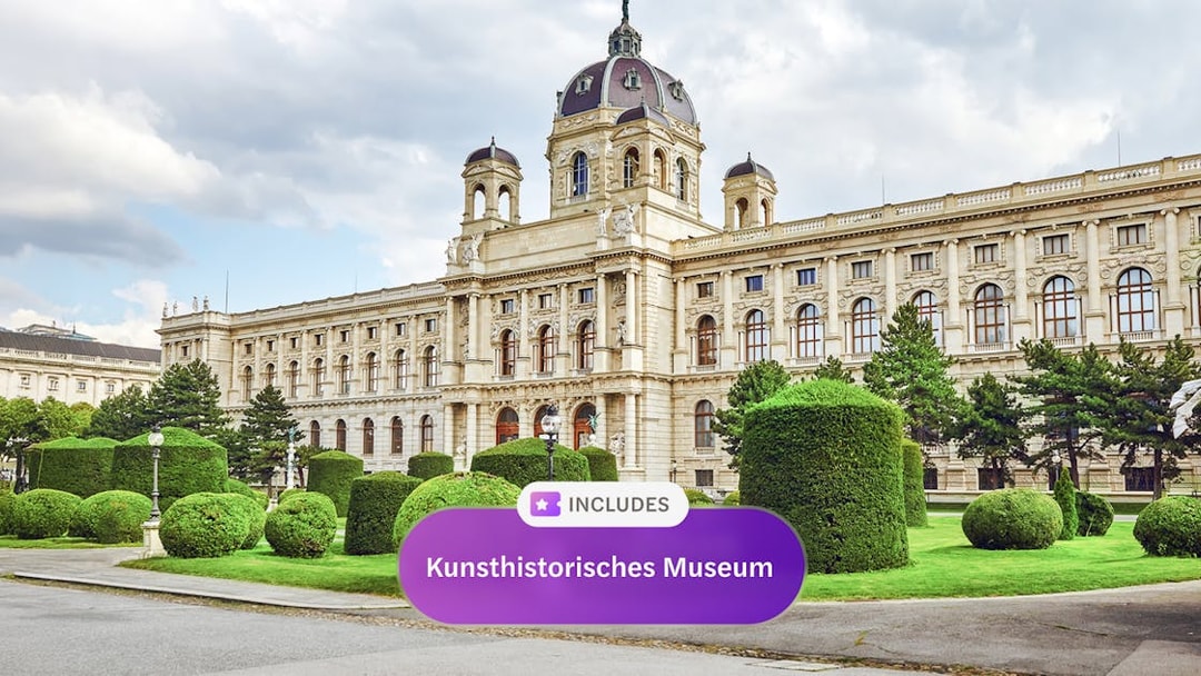 Kunsthistorisches Museum Vienna exterior with manicured gardens, included in Vienna Pass.