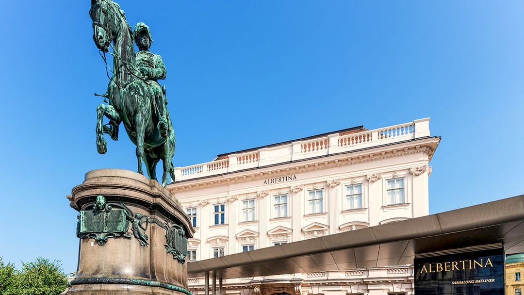 Equestrian statue in front of Albertina Museum, Vienna.