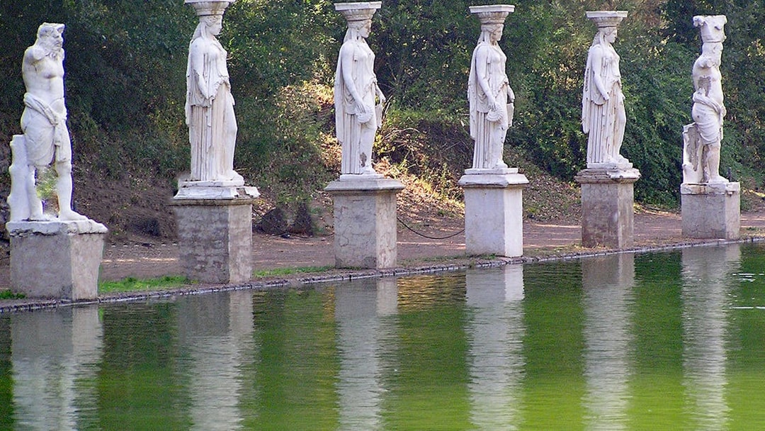 Statues along the Canopus pool at Tivoli Villae, Italy.