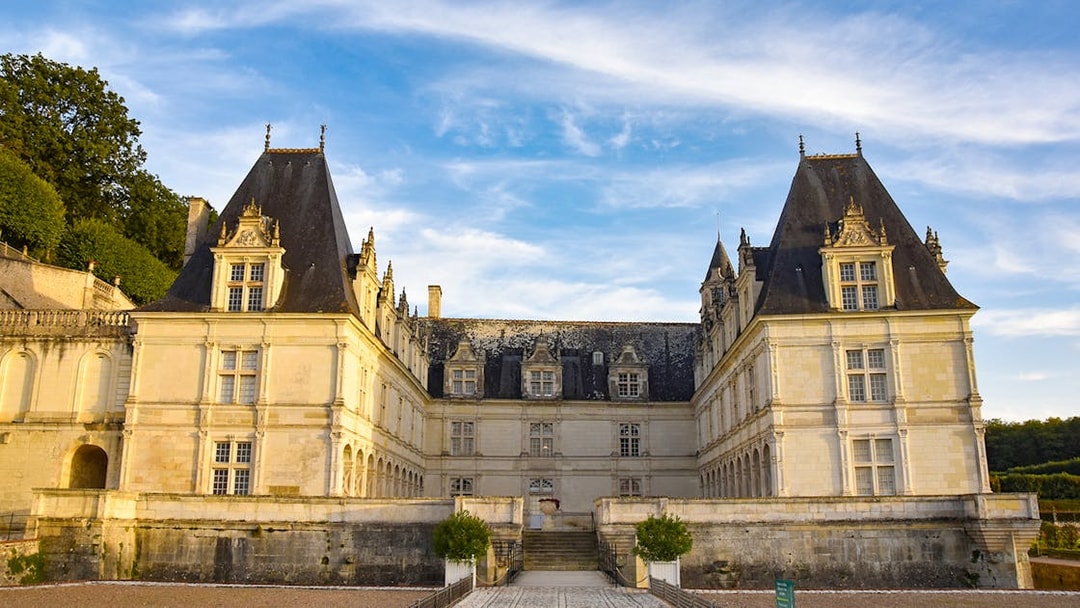 Château of Villandry facade with gardens, Loire Valley, France.