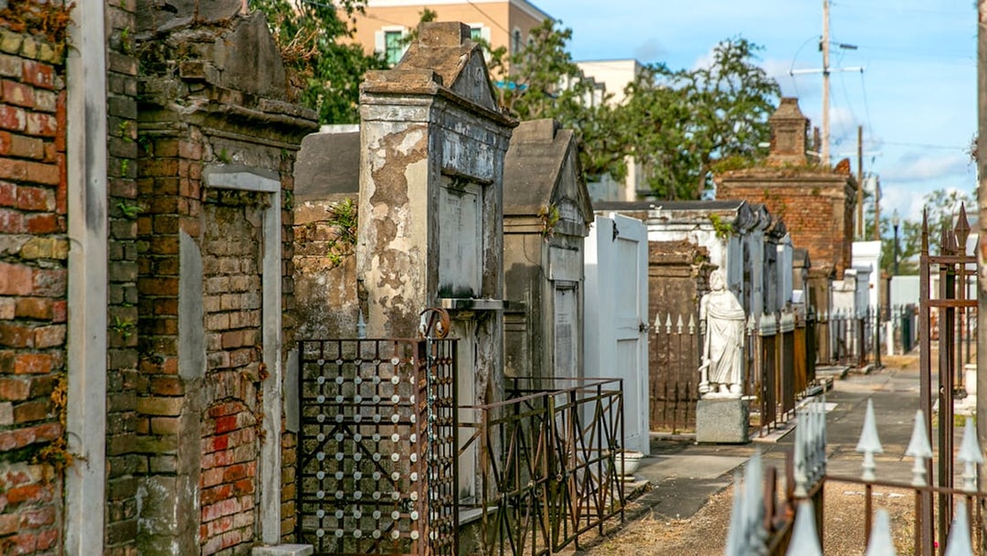 Tombs and statues in St. Louis Cemetery, New Orleans.