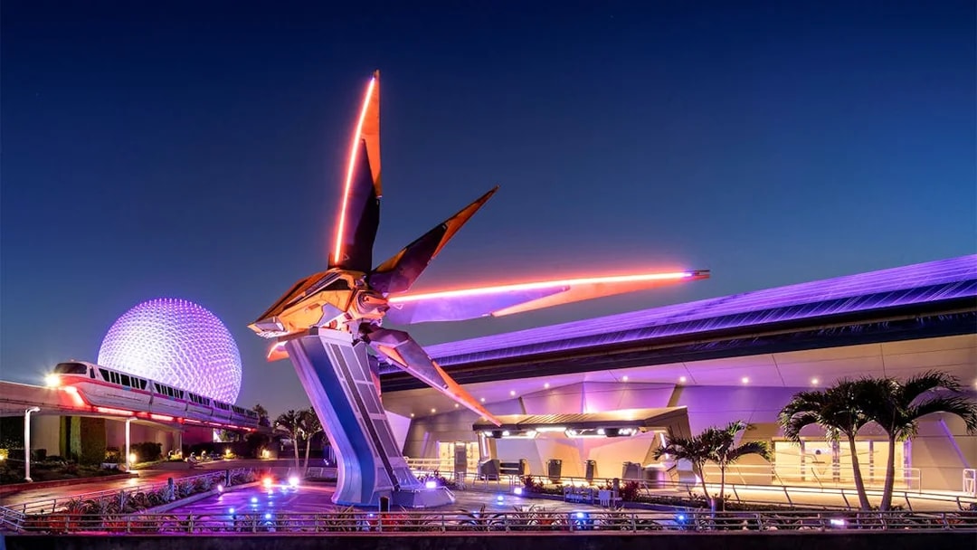 Futuristic spaceship display at Magic Kingdom, Walt Disney Resort, Orlando.
