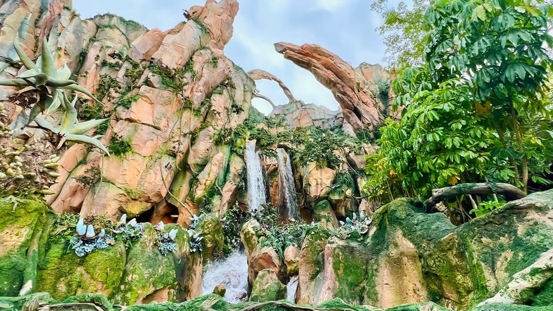 Pandora's floating mountains and waterfalls in Disney's Animal Kingdom, Orlando.