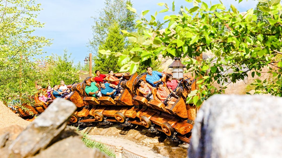 Guests enjoying a rollercoaster ride at Walt Disney World Resort, Orlando.