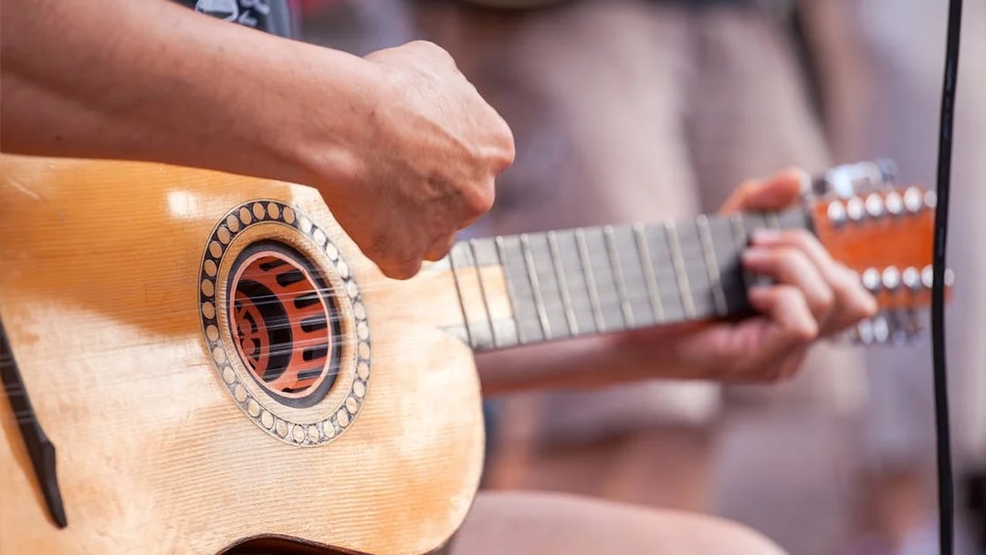 Guitarist performing live on Chao Phraya Princess Cruise.
