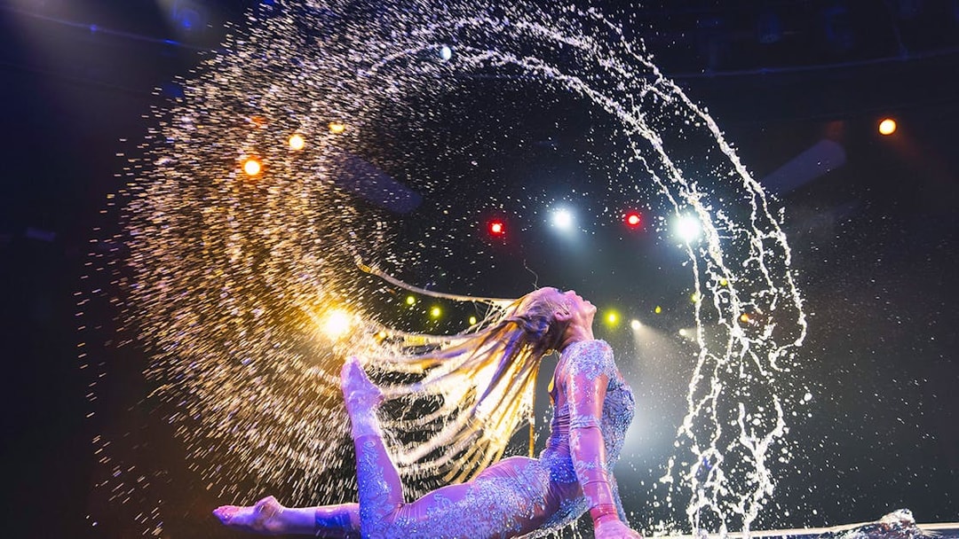 Performer in water acrobatics at WOW: The Vegas Spectacular show.