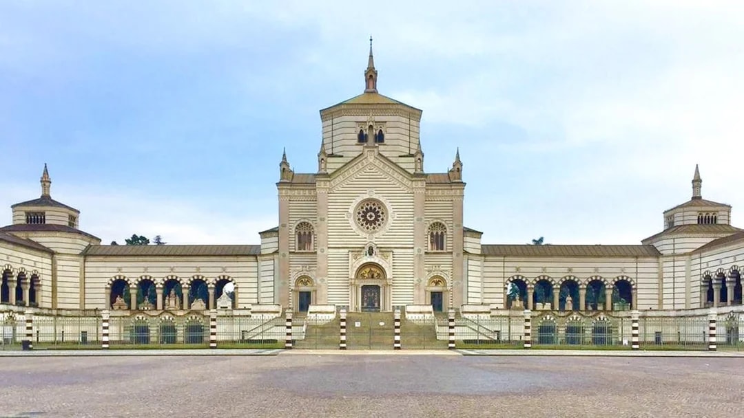 Milan's Monumental Cemetery facade, included in Official Milano Pass.